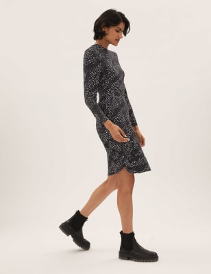 

M&S Collection Vestido holgado de punto por la rodilla de toposWomens - Black Mix, Black Mix
