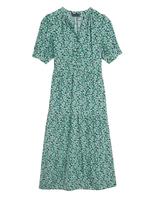

M&S Collection Vestido en capas a media pierna con diseño de florecillas y botonadura en la parte delanteraWomens - Multi, Multi