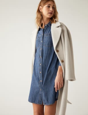 

M&S Collection Vestido camisero por la rodilla denimWomens, Denim