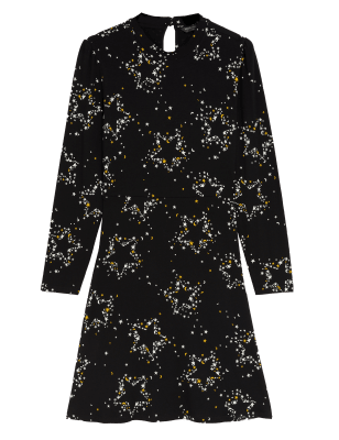 

M&S Collection Minivestido skater de punto con estampado de estrellasWomens - Black Mix, Black Mix