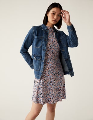 Skater dress hotsell with denim jacket