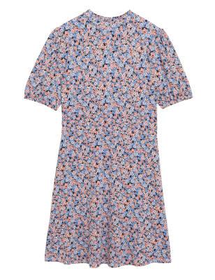 

M&S Collection Vestido skater de punto floral con cuello altoWomens - Multi, Multi