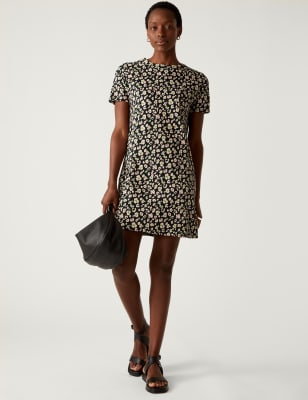 Pure Cotton Printed Mini T-Shirt Dress