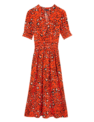 

Womens M&S Collection Animal Print Midaxi Waisted Dress - Orange Mix, Orange Mix