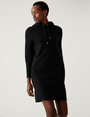 

Womens M&S Collection Knielanges Pulloverkleid mit hohem Baumwollanteil und Kapuze - Black, Black
