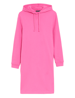 

Womens M&S Collection Jersey Hooded Knee Length Jumper Dress - Pink, Pink