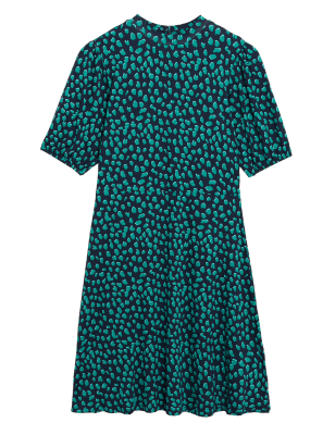 

M&S Collection Vestido skater de punto con estampado animal y cuello altoWomens - Navy Mix, Navy Mix