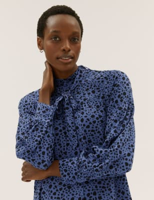 

M&S Collection Minivestido en capas estampado con lazo en el cuelloWomens - Blue Mix, Blue Mix