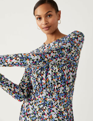 

Womens M&S Collection Jersey Printed Round Neck Mini Skater Dress - Multi, Multi