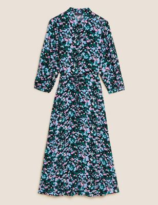 Printed Tie Waist Midi Shirt Dress | M&S Collection | M&S