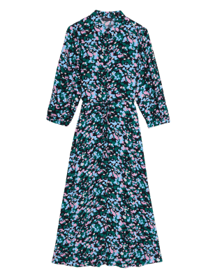 

Womens M&S Collection Printed Tie Waist Midi Shirt Dress - Multi, Multi