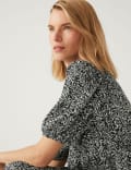 Jersey Printed Textured Tiered Dress