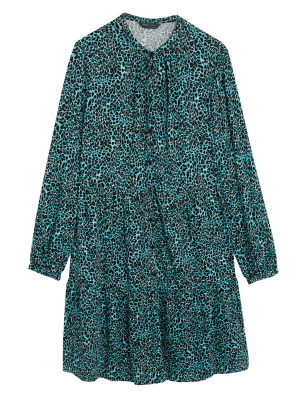 

Womens M&S Collection Knielanges Shirtkleid mit Muster - Blue Mix, Blue Mix