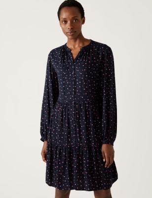 

Womens M&S Collection Printed Knee Length Shirt Dress - Navy Mix, Navy Mix