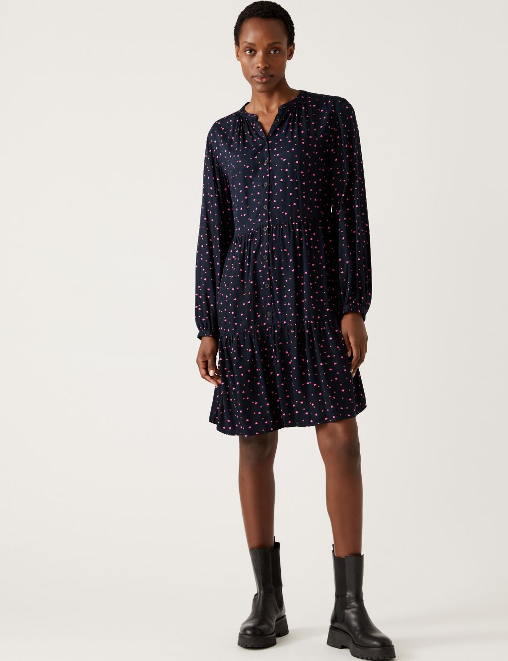 Printed Knee Length Shirt Dress image 2