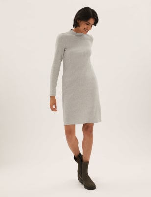

M&S Collection Vestido de punto por la rodilla con cuello altoWomens - Neutral, Neutral