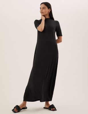 Marks And Spencer Womens M&S Collection Jersey High Neck Maxi Smock Dress - Black