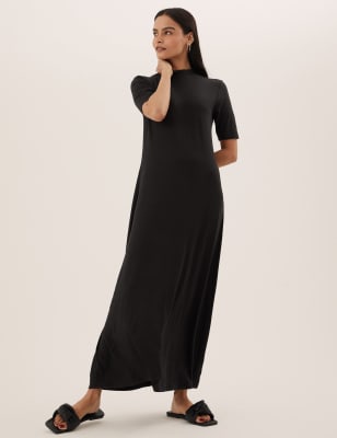

Womens M&S Collection Jersey High Neck Maxi Smock Dress - Black, Black