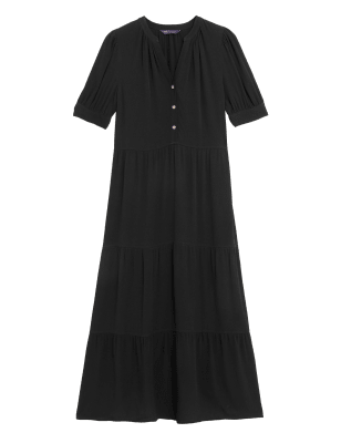 

Womens M&S Collection Midi Tiered Dress - Black, Black