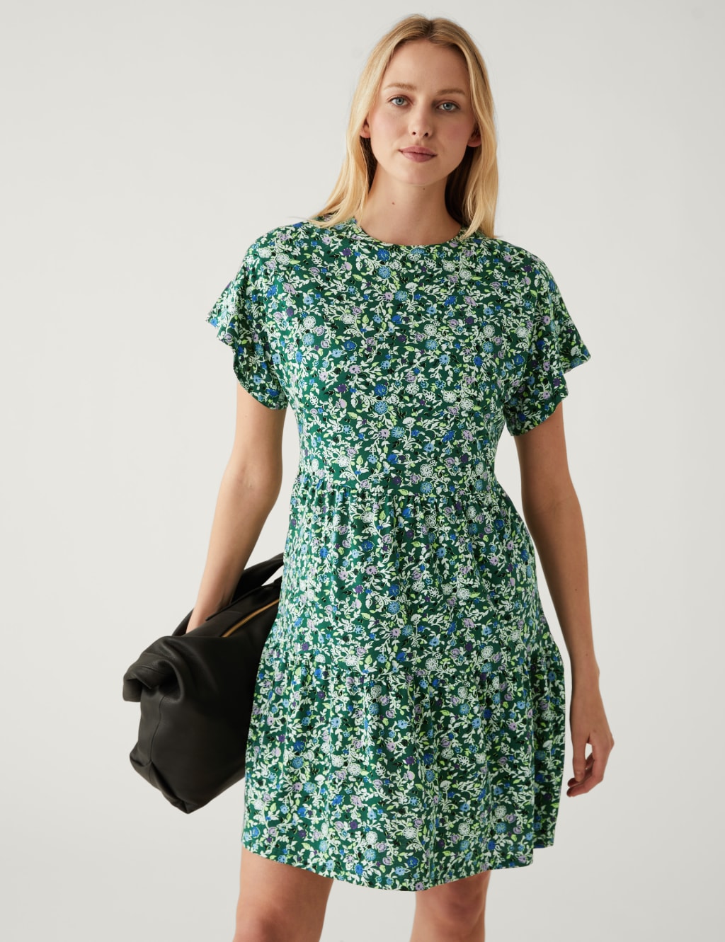 Pure Cotton Printed Mini Tiered Dress image 4
