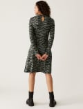 Jersey Printed High Neck Skater Dress