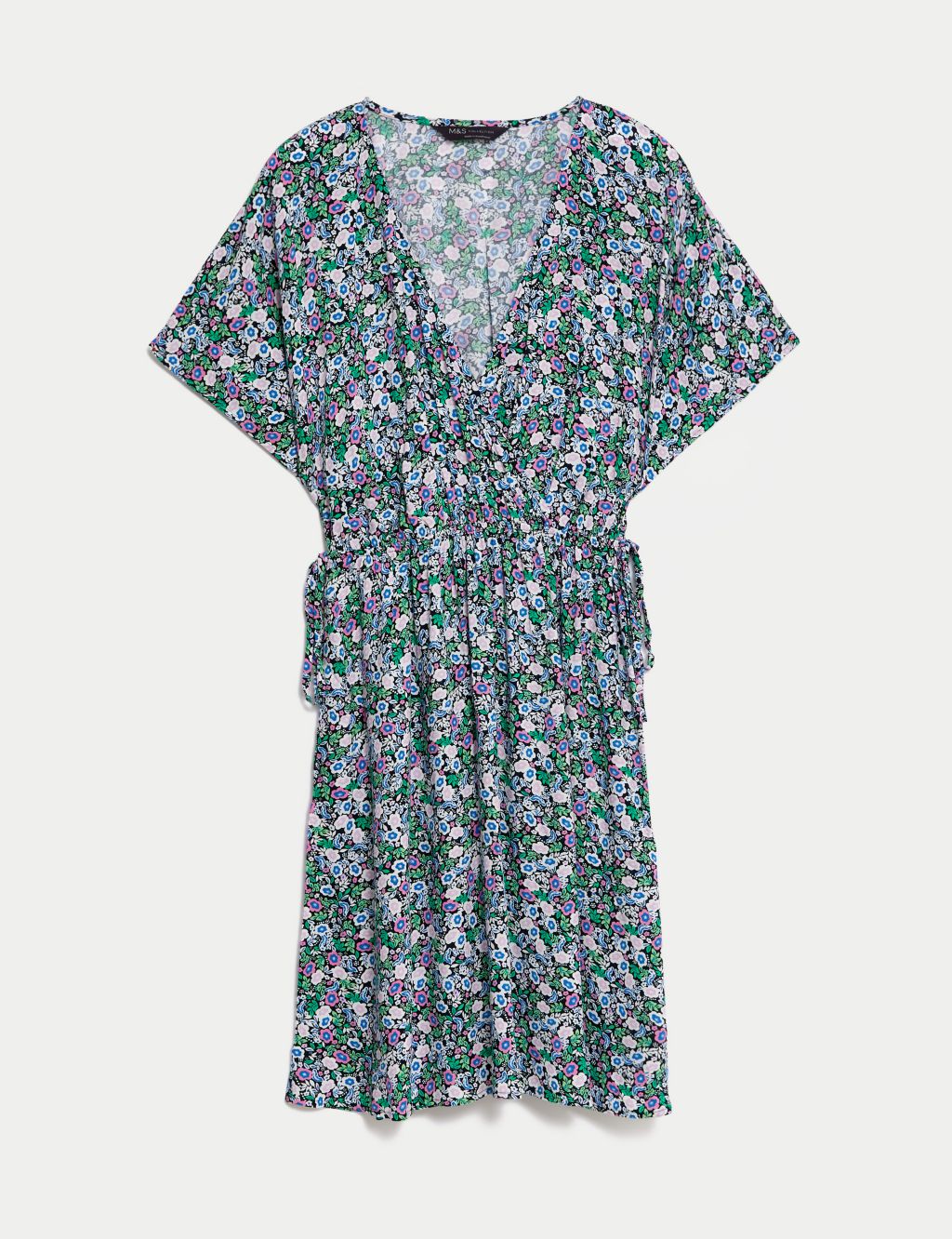 Printed V-Neck Mini Waisted Dress image 2
