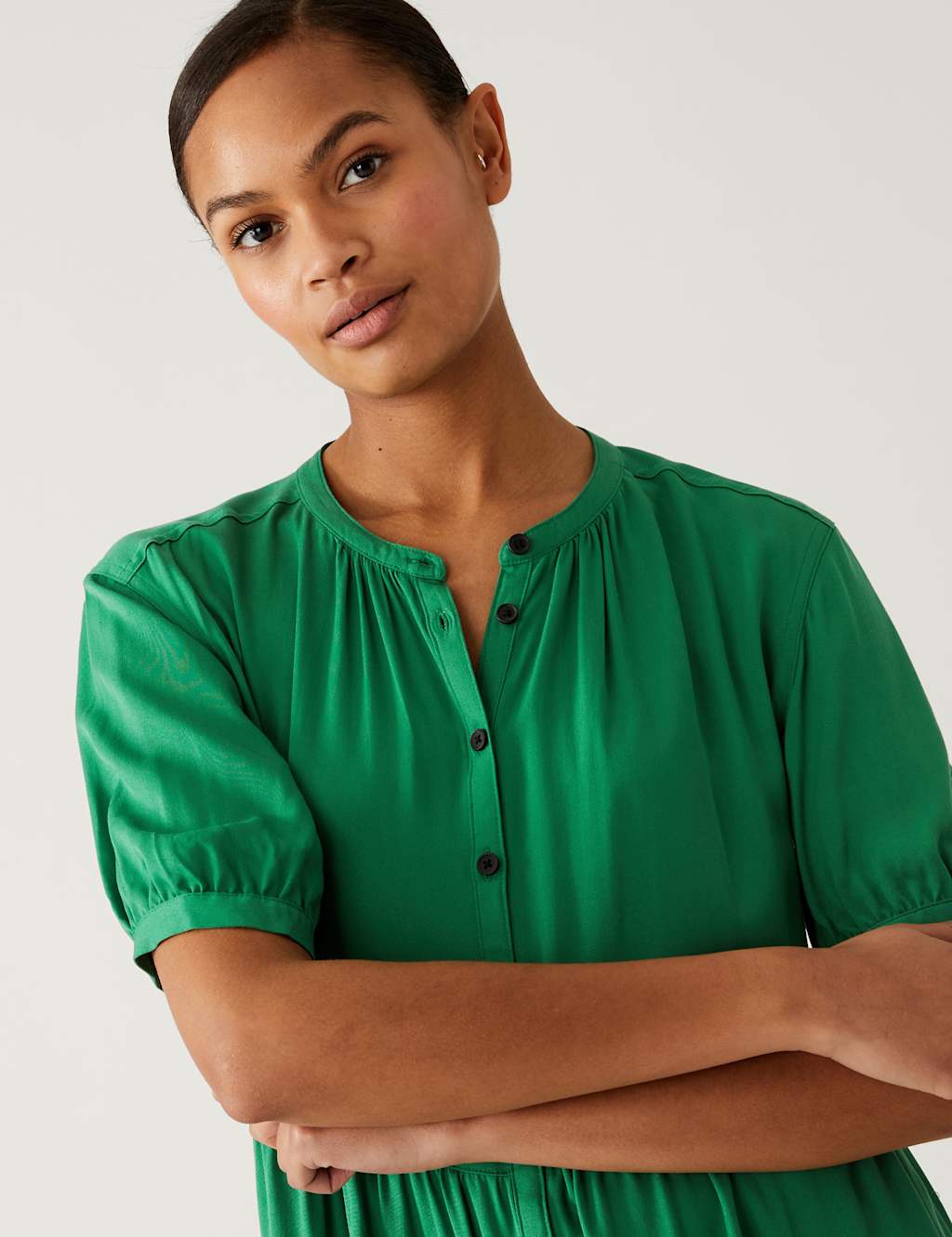 Round Neck Knee Length Shirt Dress image 3
