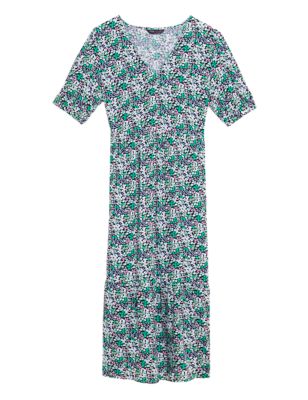 

Womens M&S Collection Ditsy Floral V-Neck Midi Tiered Dress - Green Mix, Green Mix