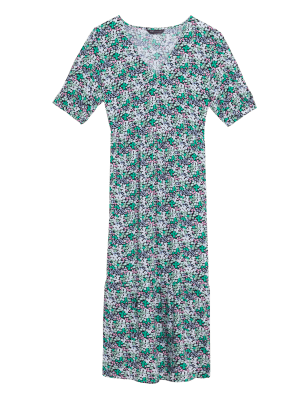 

Womens M&S Collection Ditsy Floral V-Neck Midi Tiered Dress - Green Mix, Green Mix