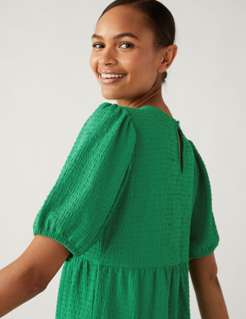 Jersey Textured Knee Length Tiered Dress image 2