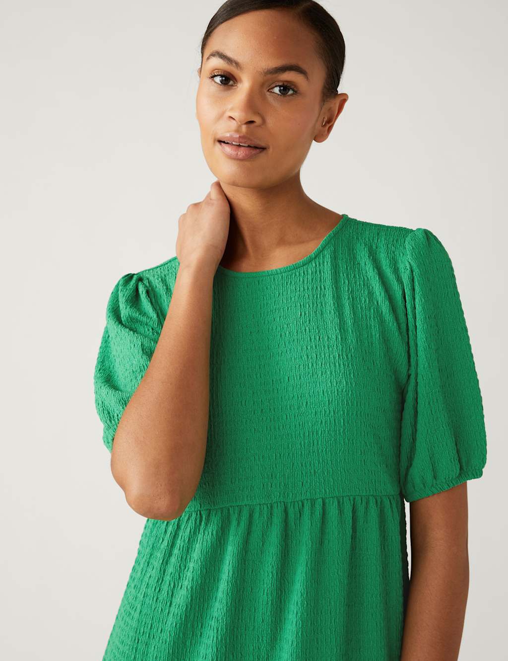 Jersey Textured Knee Length Tiered Dress image 3
