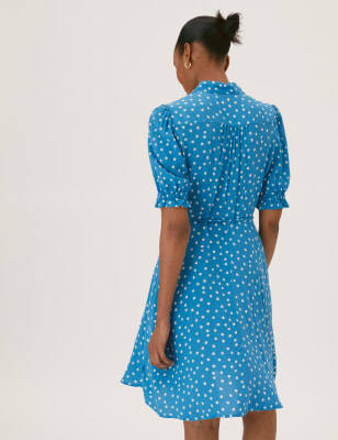 Polka Dot Belted Mini Shirt Dress