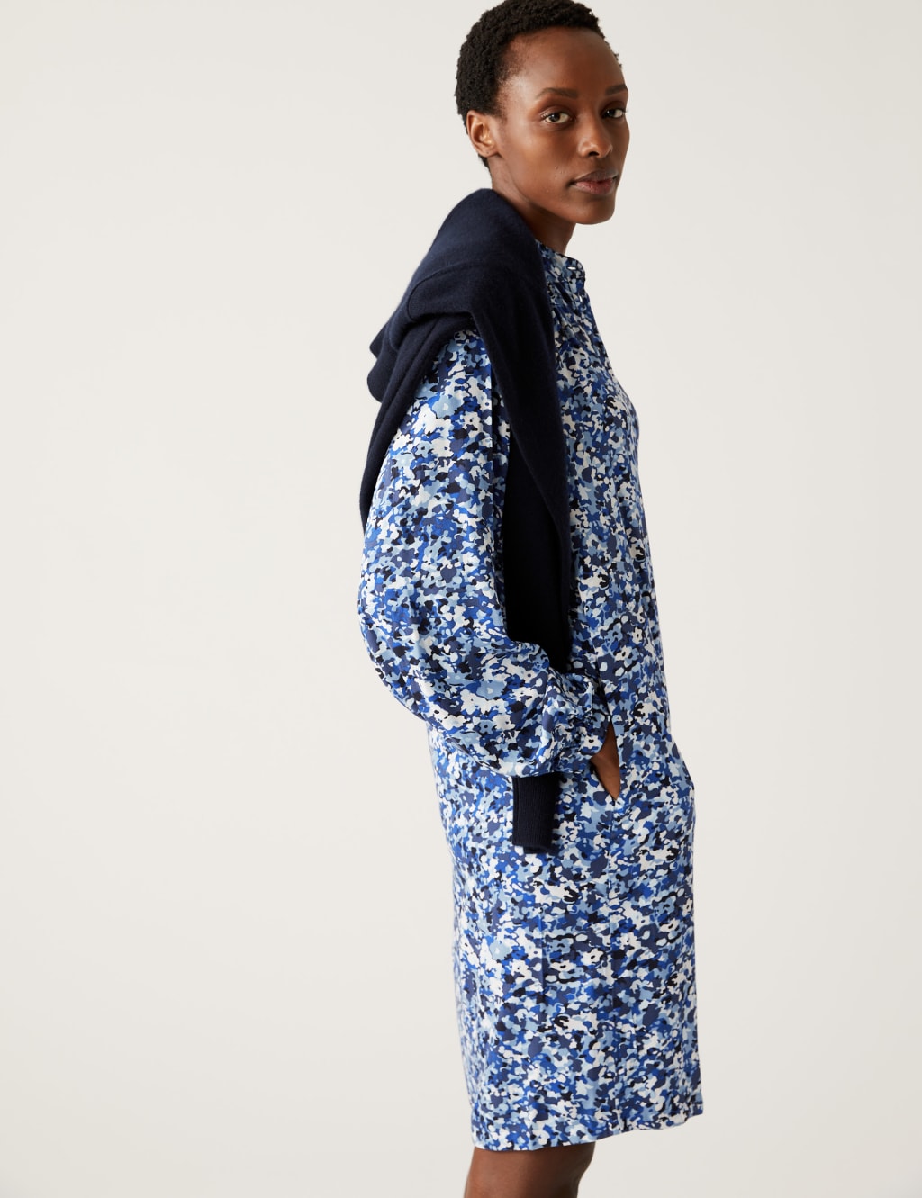 Printed Button Front Shift Dress image 1