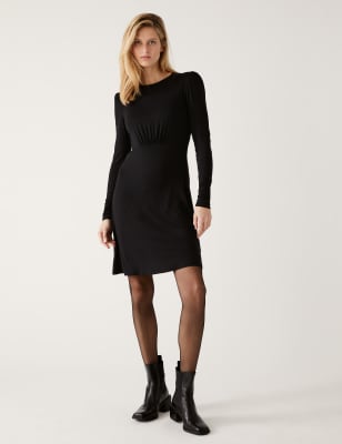 

M&S Collection Minivestido skater de punto con cuello redondoWomens - Black, Black