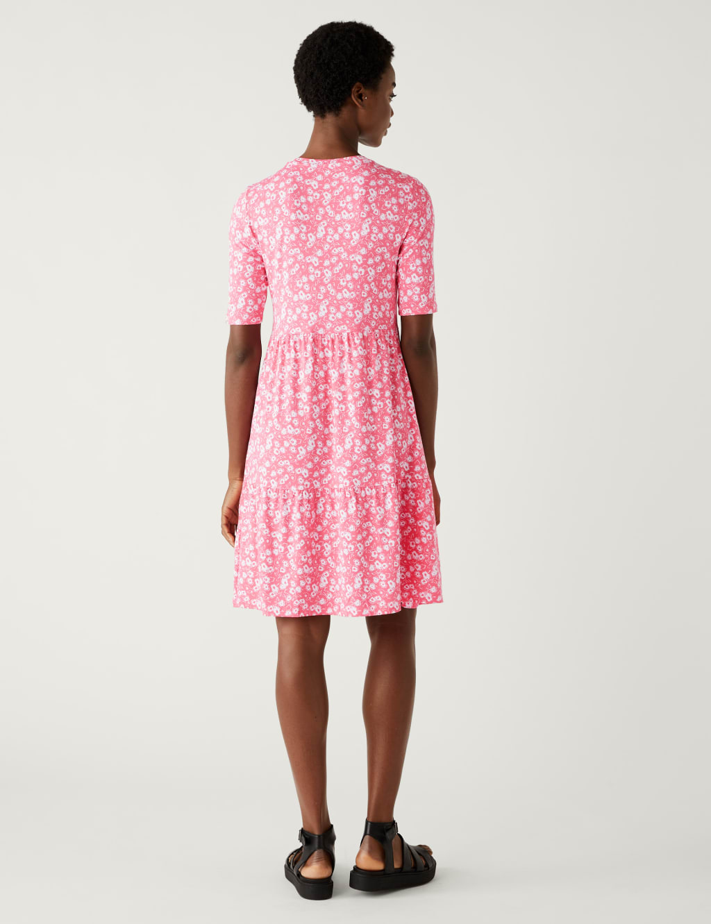 Jersey Printed Knee Length Tiered Dress image 4
