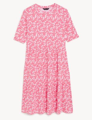Jersey Printed Knee Length Tiered Dress