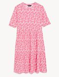 Jersey Printed Knee Length Tiered Dress
