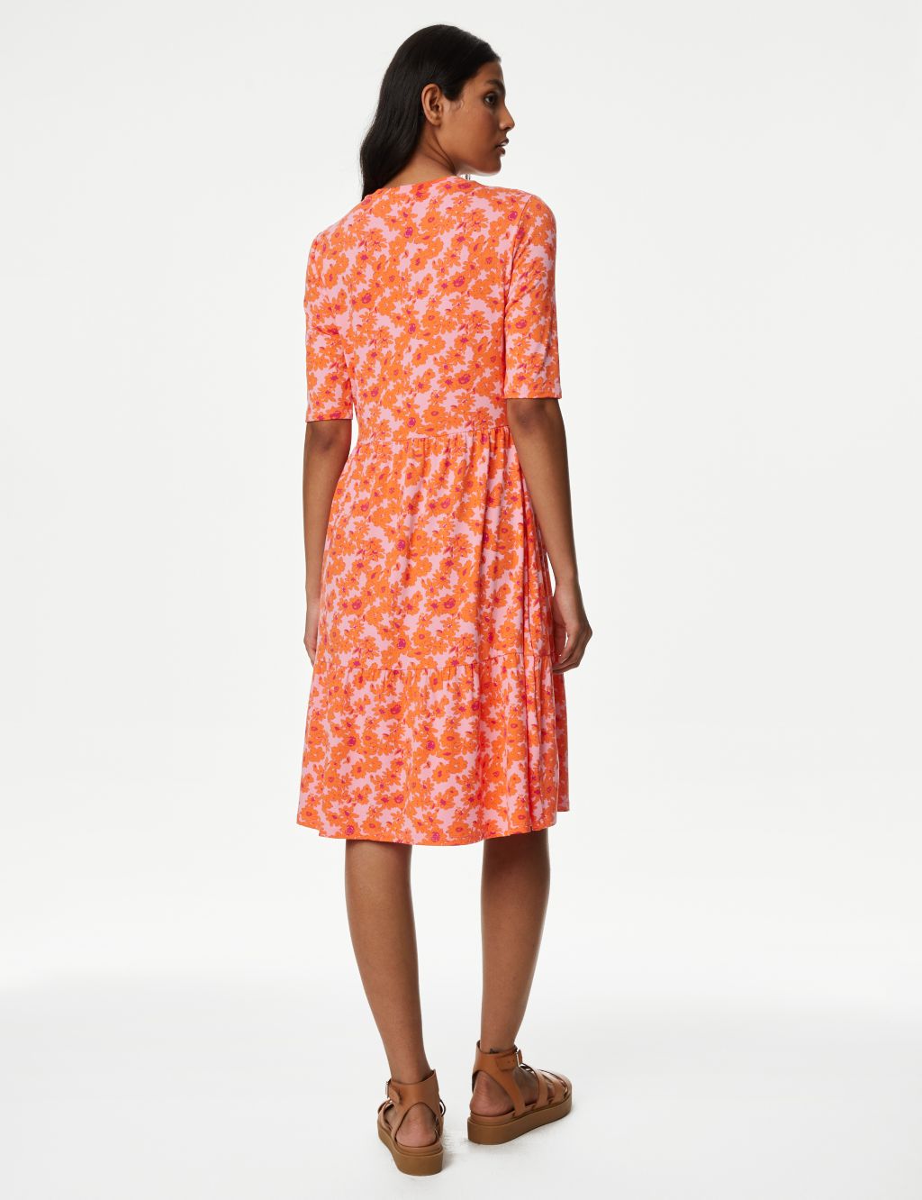 Jersey Printed Knee Length Tiered Dress image 4