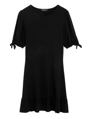 

Womens M&S Collection Jersey Round Neck Mini Skater Dress - Black, Black