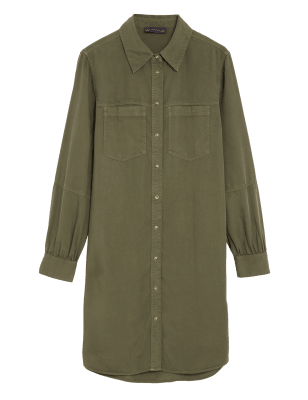 

Womens M&S Collection Pure Tencel™ Knee Length Shirt Dress - Khaki, Khaki