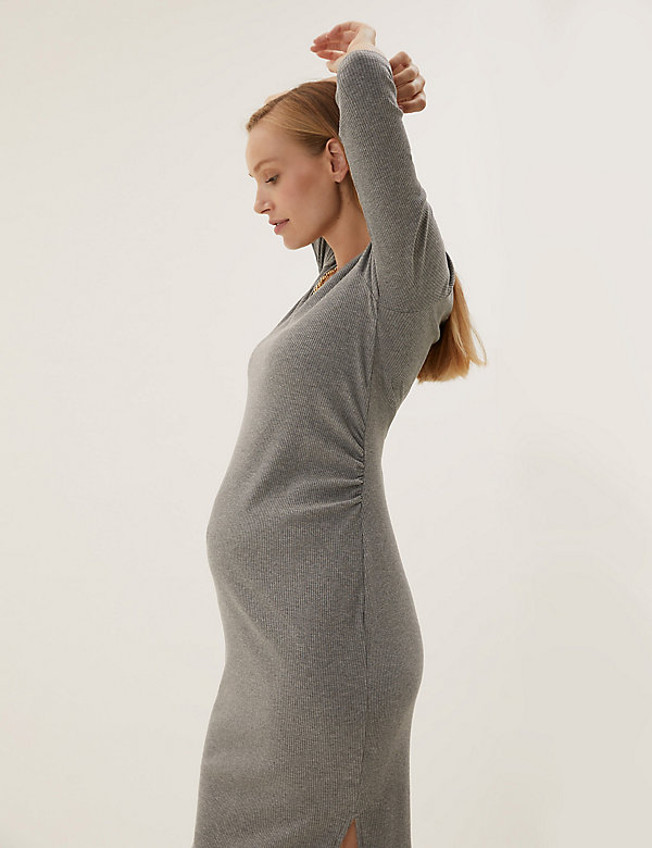 Maternity V-Neck Midi Column Dress