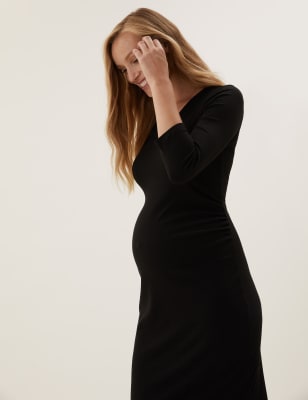 

Womens M&S Collection Umstandsmode - Schmales Midikleid mit V-Ausschnitt - Black, Black