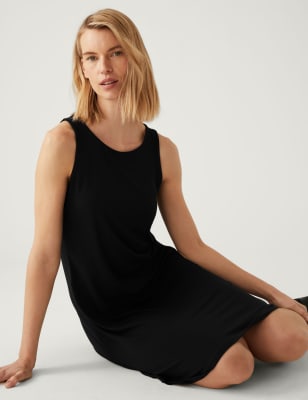 

Womens M&S Collection Jersey Round Neck Mini Skater Dress - Black, Black