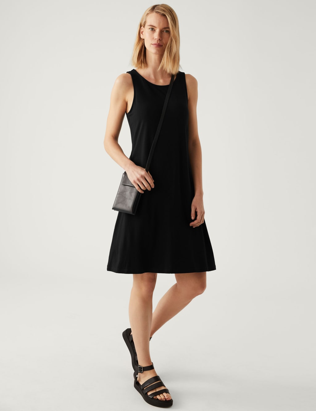 Jersey Round Neck Mini Skater Dress image 2