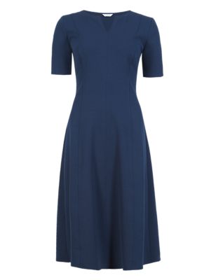 Notch Neck Textured Fit & Flare Dress | Classic | M&S