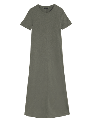 

Womens M&S Collection Midaxi-T-Shirt-Kleid aus Jersey mit Rundhalsausschnitt - Khaki, Khaki