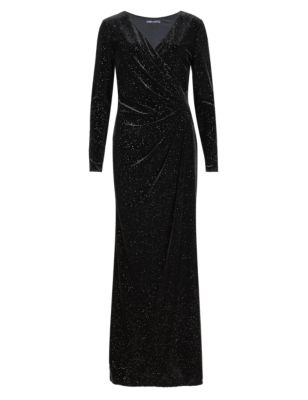 Sparkle Pleat Front Wrap Maxi Dress | M&S Collection | M&S