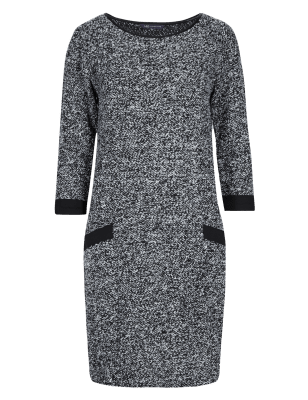 3/4 Sleeve Textured Tunic Dress in Shorter & Longer Lengths | M&S ...