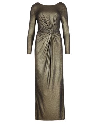 Metallic Gathered Front Cowl Back Maxi Dress ONLINE ONLY | M&S ...