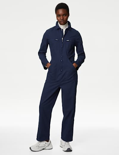 Pure Cotton Ankle Grazer Utility Jumpsuit